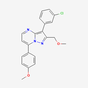 molecular formula C21H18ClN3O2 B5324911 3-(3-chlorophenyl)-2-(methoxymethyl)-7-(4-methoxyphenyl)pyrazolo[1,5-a]pyrimidine 