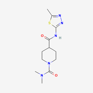 molecular formula C12H19N5O2S B5324971 N~1~,N~1~-dimethyl-N~4~-(5-methyl-1,3,4-thiadiazol-2-yl)piperidine-1,4-dicarboxamide 