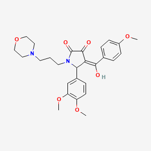 molecular formula C27H32N2O7 B5324980 5-(3,4-DIMETHOXYPHENYL)-3-HYDROXY-4-(4-METHOXYBENZOYL)-1-[3-(MORPHOLIN-4-YL)PROPYL]-2,5-DIHYDRO-1H-PYRROL-2-ONE 