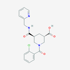 molecular formula C20H20ClN3O4 B5325014 (3S*,5S*)-1-(2-chlorobenzoyl)-5-{[(2-pyridinylmethyl)amino]carbonyl}-3-piperidinecarboxylic acid 