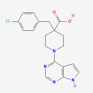 4-(4-chlorobenzyl)-1-(7H-pyrrolo[2,3-d]pyrimidin-4-yl)piperidine-4-carboxylic acid