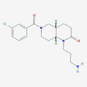 molecular formula C18H24ClN3O2 B5325061 rel-(4aS,8aR)-1-(3-aminopropyl)-6-(3-chlorobenzoyl)octahydro-1,6-naphthyridin-2(1H)-one hydrochloride 