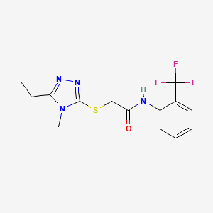 molecular formula C14H15F3N4OS B5325069 2-[(5-ethyl-4-methyl-4H-1,2,4-triazol-3-yl)sulfanyl]-N-[2-(trifluoromethyl)phenyl]acetamide 