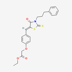 ethyl (4-{[4-oxo-3-(3-phenylpropyl)-2-thioxo-1,3-thiazolidin-5-ylidene]methyl}phenoxy)acetate