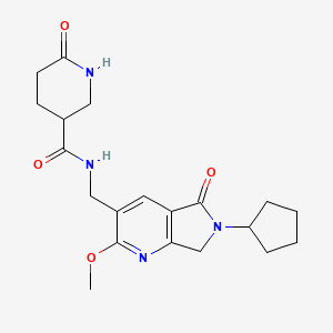 molecular formula C20H26N4O4 B5325104 N-[(6-cyclopentyl-2-methoxy-5-oxo-6,7-dihydro-5H-pyrrolo[3,4-b]pyridin-3-yl)methyl]-6-oxopiperidine-3-carboxamide 