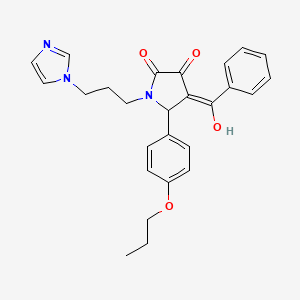 molecular formula C26H27N3O4 B5325201 4-benzoyl-3-hydroxy-1-[3-(1H-imidazol-1-yl)propyl]-5-(4-propoxyphenyl)-1,5-dihydro-2H-pyrrol-2-one 