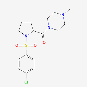 molecular formula C16H22ClN3O3S B5325205 1-{1-[(4-chlorophenyl)sulfonyl]prolyl}-4-methylpiperazine 