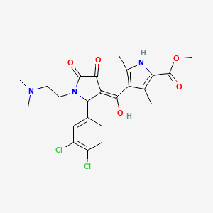 molecular formula C23H25Cl2N3O5 B5325212 methyl 4-({2-(3,4-dichlorophenyl)-1-[2-(dimethylamino)ethyl]-4-hydroxy-5-oxo-2,5-dihydro-1H-pyrrol-3-yl}carbonyl)-3,5-dimethyl-1H-pyrrole-2-carboxylate 