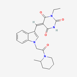 molecular formula C23H26N4O4 B5325249 1-ethyl-5-({1-[2-(2-methyl-1-piperidinyl)-2-oxoethyl]-1H-indol-3-yl}methylene)-2,4,6(1H,3H,5H)-pyrimidinetrione 