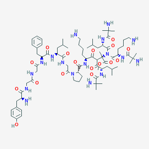 molecular formula C76H123N17O17 B053255 L-Tyrosylglycylglycyl-L-phenylalanyl-L-leucylglycyl-L-prolyl-L-lysyl-2-methylalanyl-L-leucyl-2-methylalanyl-L-lysyl-2-methylalanyl-L-leucyl-2-methylalanine methyl ester CAS No. 117397-68-9