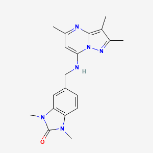 molecular formula C19H22N6O B5325516 1,3-dimethyl-5-{[(2,3,5-trimethylpyrazolo[1,5-a]pyrimidin-7-yl)amino]methyl}-1,3-dihydro-2H-benzimidazol-2-one 