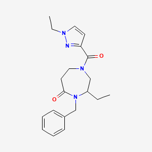 molecular formula C20H26N4O2 B5325594 4-benzyl-3-ethyl-1-[(1-ethyl-1H-pyrazol-3-yl)carbonyl]-1,4-diazepan-5-one 