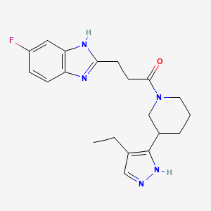 molecular formula C20H24FN5O B5325617 2-{3-[3-(4-ethyl-1H-pyrazol-5-yl)piperidin-1-yl]-3-oxopropyl}-5-fluoro-1H-benzimidazole 