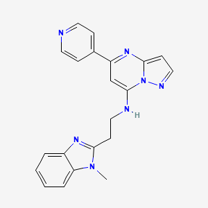 molecular formula C21H19N7 B5325621 N-[2-(1-methyl-1H-benzimidazol-2-yl)ethyl]-5-(4-pyridinyl)pyrazolo[1,5-a]pyrimidin-7-amine 