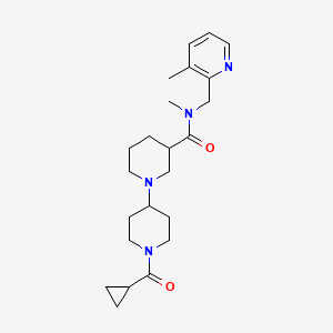 molecular formula C23H34N4O2 B5325699 1'-(cyclopropylcarbonyl)-N-methyl-N-[(3-methylpyridin-2-yl)methyl]-1,4'-bipiperidine-3-carboxamide 