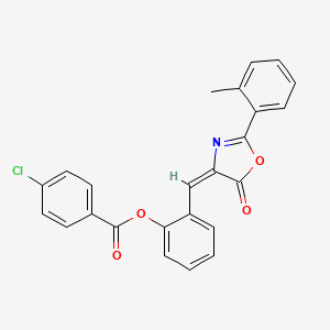 molecular formula C24H16ClNO4 B5325747 2-{[2-(2-methylphenyl)-5-oxo-1,3-oxazol-4(5H)-ylidene]methyl}phenyl 4-chlorobenzoate 