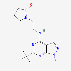 molecular formula C16H24N6O B5325752 1-{2-[(6-tert-butyl-1-methyl-1H-pyrazolo[3,4-d]pyrimidin-4-yl)amino]ethyl}-2-pyrrolidinone 