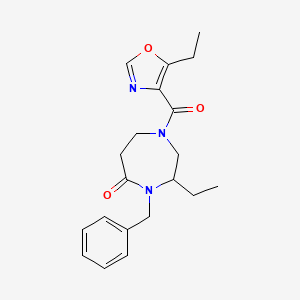 molecular formula C20H25N3O3 B5325769 4-benzyl-3-ethyl-1-[(5-ethyl-1,3-oxazol-4-yl)carbonyl]-1,4-diazepan-5-one 