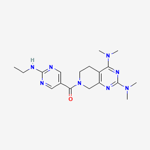 molecular formula C18H26N8O B5325889 7-{[2-(ethylamino)pyrimidin-5-yl]carbonyl}-N,N,N',N'-tetramethyl-5,6,7,8-tetrahydropyrido[3,4-d]pyrimidine-2,4-diamine 