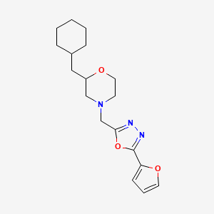 molecular formula C18H25N3O3 B5325941 2-(cyclohexylmethyl)-4-{[5-(2-furyl)-1,3,4-oxadiazol-2-yl]methyl}morpholine 