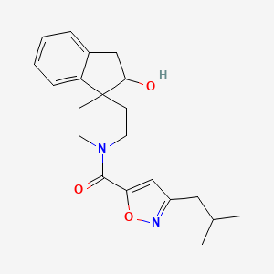 molecular formula C21H26N2O3 B5325986 1'-[(3-isobutyl-5-isoxazolyl)carbonyl]-2,3-dihydrospiro[indene-1,4'-piperidin]-2-ol 