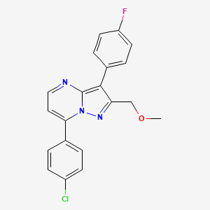 molecular formula C20H15ClFN3O B5326017 7-(4-chlorophenyl)-3-(4-fluorophenyl)-2-(methoxymethyl)pyrazolo[1,5-a]pyrimidine 