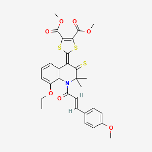 molecular formula C30H29NO7S3 B5326141 DIMETHYL 2-[8-ETHOXY-1-[3-(4-METHOXYPHENYL)ACRYLOYL]-2,2-DIMETHYL-3-THIOXO-2,3-DIHYDRO-4(1H)-QUINOLINYLIDEN]-1,3-DITHIOLE-4,5-DICARBOXYLATE 