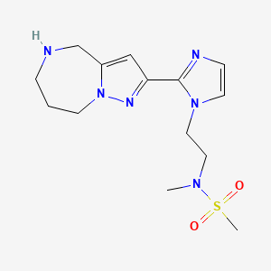 molecular formula C14H22N6O2S B5326278 N-methyl-N-{2-[2-(5,6,7,8-tetrahydro-4H-pyrazolo[1,5-a][1,4]diazepin-2-yl)-1H-imidazol-1-yl]ethyl}methanesulfonamide dihydrochloride 