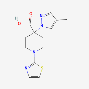 molecular formula C13H16N4O2S B5326336 4-(4-methyl-1H-pyrazol-1-yl)-1-(1,3-thiazol-2-yl)piperidine-4-carboxylic acid 