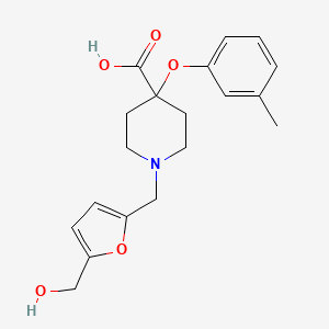 molecular formula C19H23NO5 B5326350 1-{[5-(hydroxymethyl)-2-furyl]methyl}-4-(3-methylphenoxy)piperidine-4-carboxylic acid 