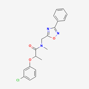 molecular formula C19H18ClN3O3 B5326362 2-(3-chlorophenoxy)-N-methyl-N-[(3-phenyl-1,2,4-oxadiazol-5-yl)methyl]propanamide 