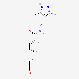 molecular formula C20H29N3O2 B5326385 N-[2-(3,5-dimethyl-1H-pyrazol-4-yl)ethyl]-4-(3-hydroxy-3-methylbutyl)-N-methylbenzamide 