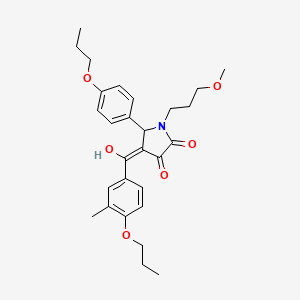 molecular formula C28H35NO6 B5326425 3-hydroxy-1-(3-methoxypropyl)-4-(3-methyl-4-propoxybenzoyl)-5-(4-propoxyphenyl)-1,5-dihydro-2H-pyrrol-2-one 