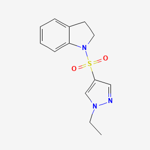 molecular formula C13H15N3O2S B5326463 1-[(1-ethyl-1H-pyrazol-4-yl)sulfonyl]indoline 