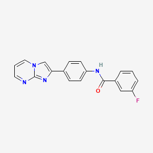 molecular formula C19H13FN4O B5326567 3-fluoro-N-(4-imidazo[1,2-a]pyrimidin-2-ylphenyl)benzamide 