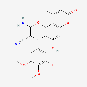 molecular formula C23H20N2O7 B5326575 2-amino-5-hydroxy-10-methyl-8-oxo-4-(3,4,5-trimethoxyphenyl)-4H,8H-pyrano[2,3-f]chromene-3-carbonitrile 