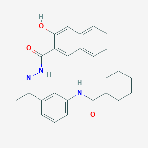 molecular formula C26H27N3O3 B5326582 N-{3-[N-(3-hydroxy-2-naphthoyl)ethanehydrazonoyl]phenyl}cyclohexanecarboxamide 