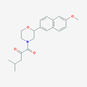 molecular formula C21H25NO4 B5326587 1-[2-(6-methoxy-2-naphthyl)morpholin-4-yl]-4-methyl-1-oxopentan-2-one 