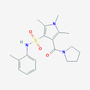 molecular formula C19H25N3O3S B532674 1,2,5-三甲基-N-(2-甲基苯基)-4-(吡咯烷-1-基羰基)-1H-吡咯-3-磺酰胺 