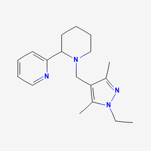 molecular formula C18H26N4 B5326868 2-{1-[(1-ethyl-3,5-dimethyl-1H-pyrazol-4-yl)methyl]-2-piperidinyl}pyridine 