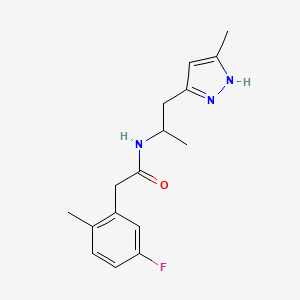 molecular formula C16H20FN3O B5326924 2-(5-fluoro-2-methylphenyl)-N-[1-methyl-2-(3-methyl-1H-pyrazol-5-yl)ethyl]acetamide 