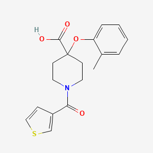 molecular formula C18H19NO4S B5327042 4-(2-methylphenoxy)-1-(3-thienylcarbonyl)piperidine-4-carboxylic acid 