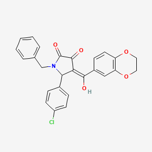 molecular formula C26H20ClNO5 B5327130 1-benzyl-5-(4-chlorophenyl)-4-(2,3-dihydro-1,4-benzodioxin-6-ylcarbonyl)-3-hydroxy-1,5-dihydro-2H-pyrrol-2-one 