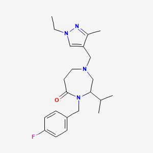 molecular formula C22H31FN4O B5327181 1-[(1-ethyl-3-methyl-1H-pyrazol-4-yl)methyl]-4-(4-fluorobenzyl)-3-isopropyl-1,4-diazepan-5-one 