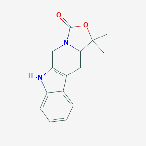 molecular formula C15H16N2O2 B053272 14,14-Dimethyl-13-oxa-8,11-diazatetracyclo[7.7.0.02,7.011,15]hexadeca-1(9),2,4,6-tetraen-12-one CAS No. 117643-92-2