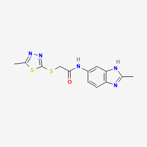 molecular formula C13H13N5OS2 B5327200 N-(2-methyl-1H-benzimidazol-6-yl)-2-[(5-methyl-1,3,4-thiadiazol-2-yl)thio]acetamide 