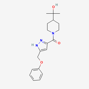 molecular formula C19H25N3O3 B5327280 2-(1-{[5-(phenoxymethyl)-1H-pyrazol-3-yl]carbonyl}piperidin-4-yl)propan-2-ol 