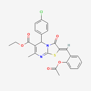 molecular formula C25H21ClN2O5S B5327299 ethyl 2-[2-(acetyloxy)benzylidene]-5-(4-chlorophenyl)-7-methyl-3-oxo-2,3-dihydro-5H-[1,3]thiazolo[3,2-a]pyrimidine-6-carboxylate 