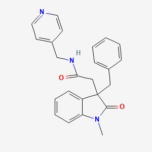 molecular formula C24H23N3O2 B5327333 2-(3-benzyl-1-methyl-2-oxo-2,3-dihydro-1H-indol-3-yl)-N-(pyridin-4-ylmethyl)acetamide 