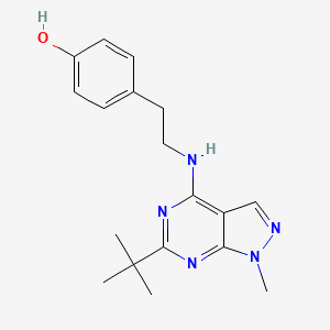 molecular formula C18H23N5O B5327380 4-{2-[(6-tert-butyl-1-methyl-1H-pyrazolo[3,4-d]pyrimidin-4-yl)amino]ethyl}phenol 